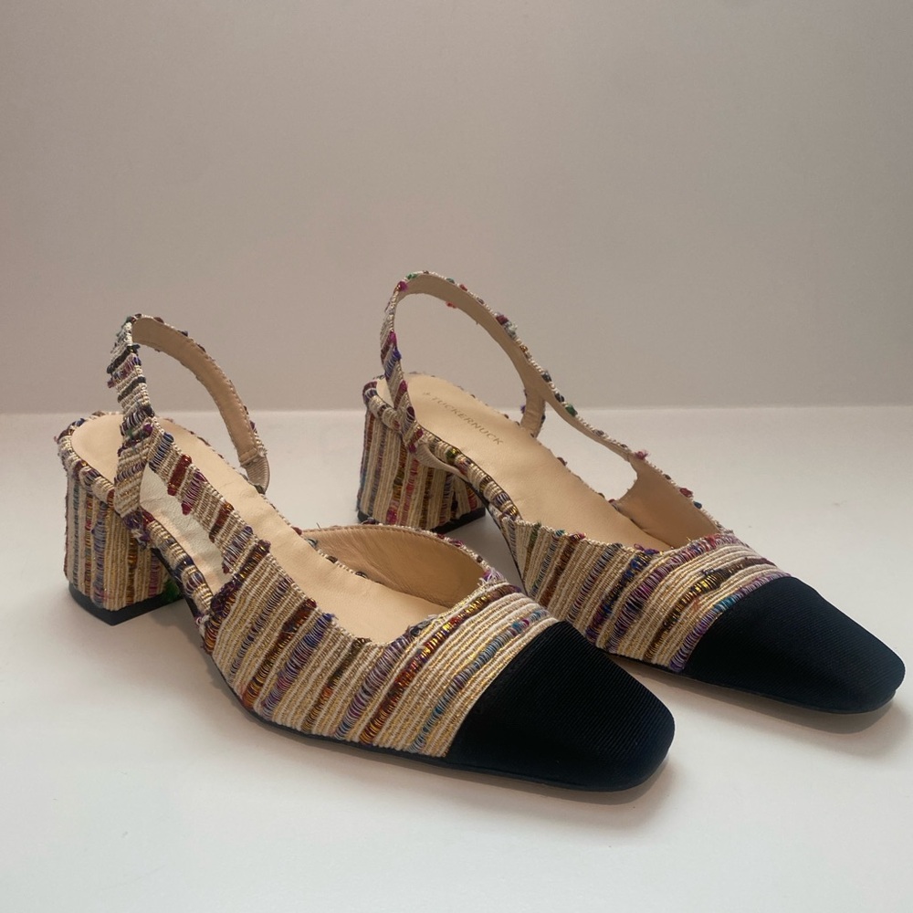 Tuckernuck Multicolor Striped Heels with Black Toe